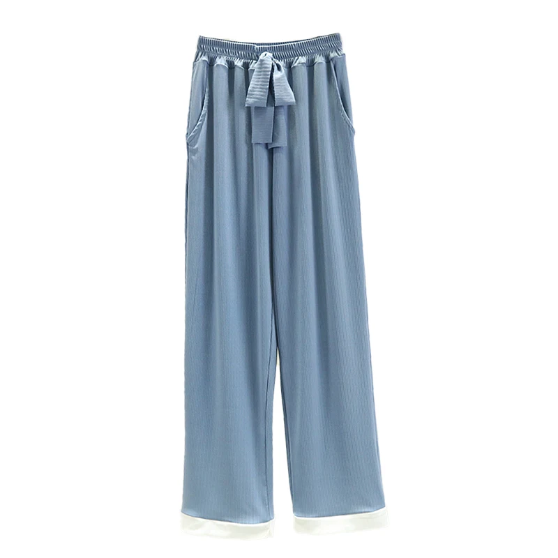 Pantalon drapé Modal à jambes larges pour femme, ample, amincissant, décontracté, taille haute, grande taille, fin, soie glacée, droit, Long, printemps été