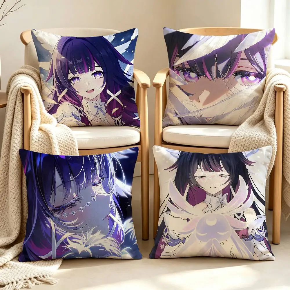 Moon Maiden C-Columbina G-Genshin-I Game Customizable Square Cushion Cover Double Sided Print Pillow Case