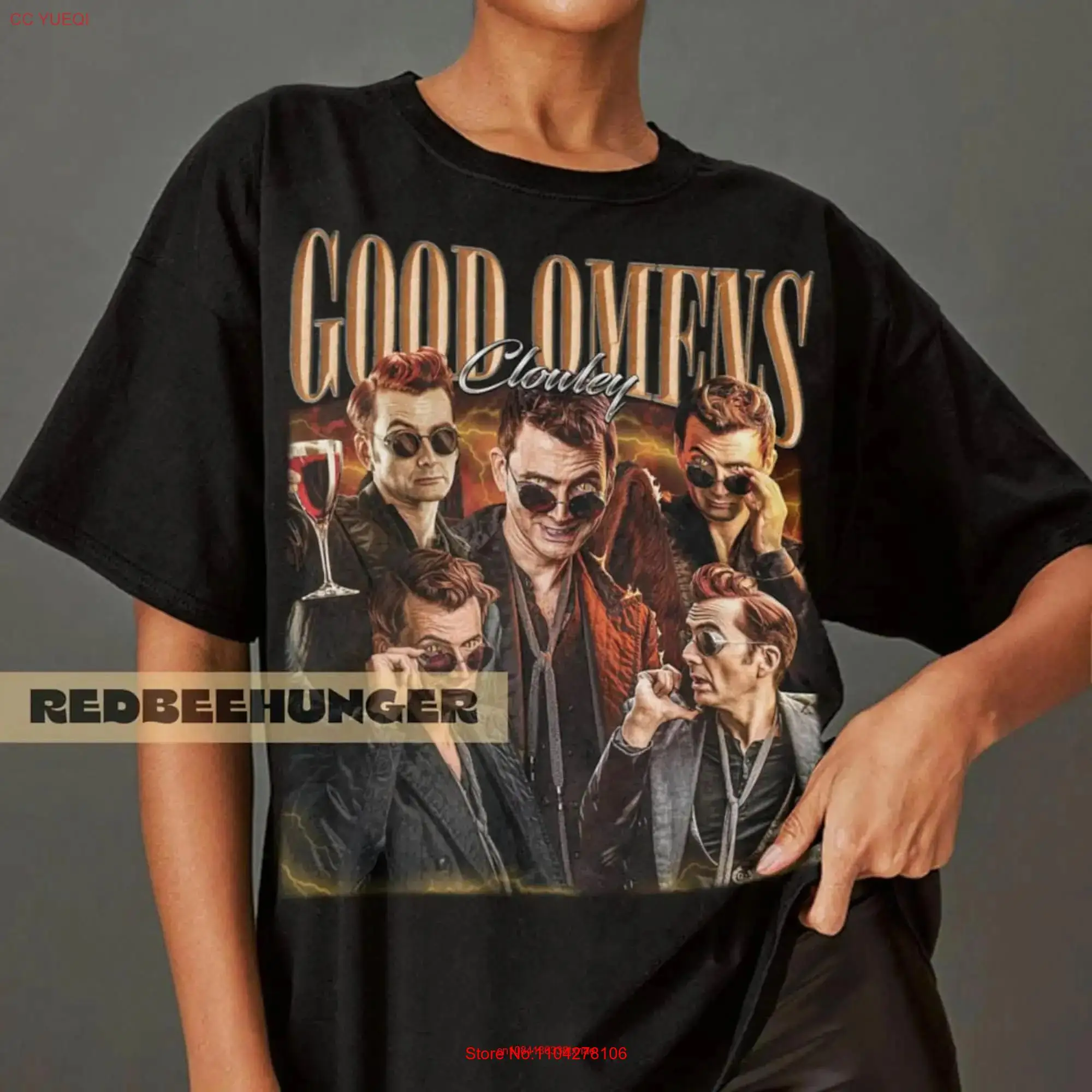 Good Omens Vintage T Shirt Crowley 90S Sweater Aziraphale 2023 Retro Homage Bootleg long or short sleeves