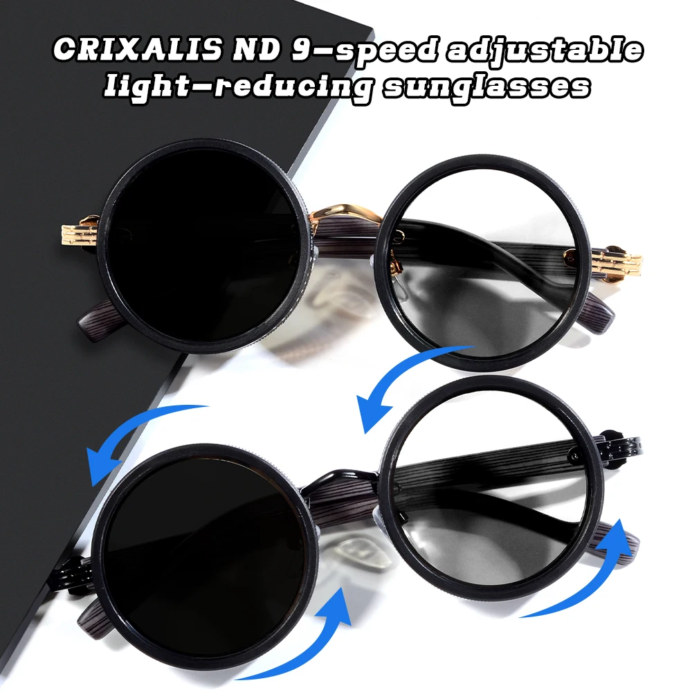 CRIXALIS – lunettes de soleil polarisées à petite monture ronde ND9, à gradation réglable, pour hommes, anti-lumière, pour la pêche et la conduite, UV400