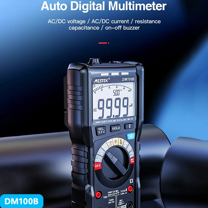 

Мультиметр DM100B, цифровой мультиметр, умный тестер электрика для постоянного/переменного напряжения, емкости, Ом, Гц, NCV, профессиональный мультитестер