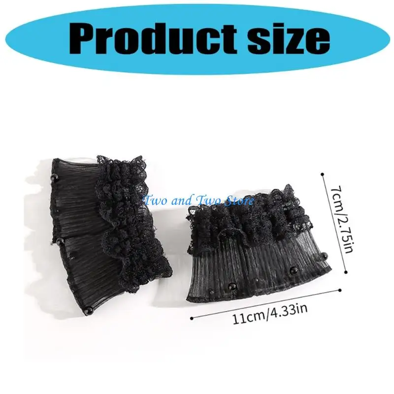 HX6F Popular Lace Trim Wrist Sleeves Decorative Sleeves for Women Dress Wrist Decors