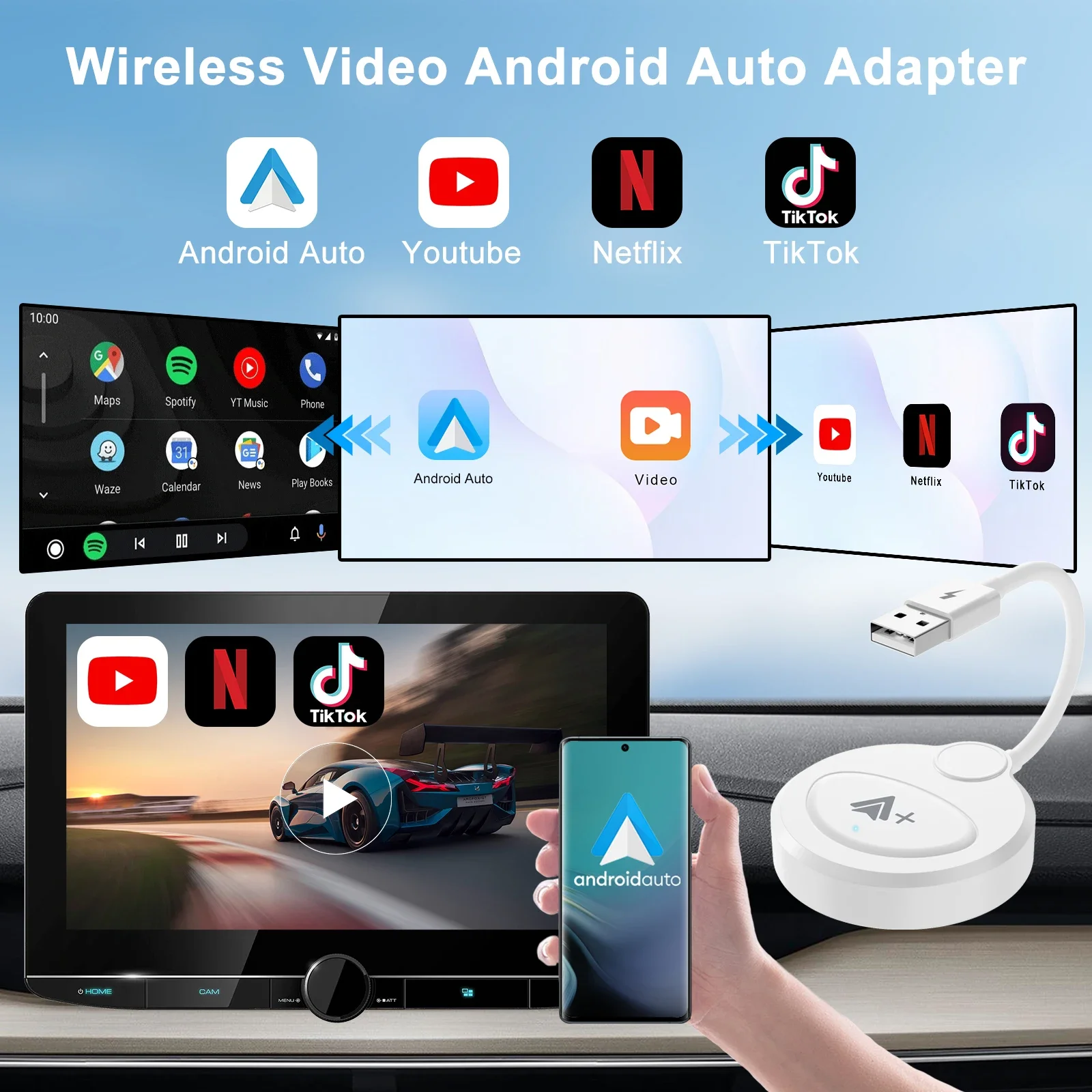 

Android auto Dongle Adapter for Factory Wired android auto CarsWe make the setup simple for a fast and easy connection. Use the