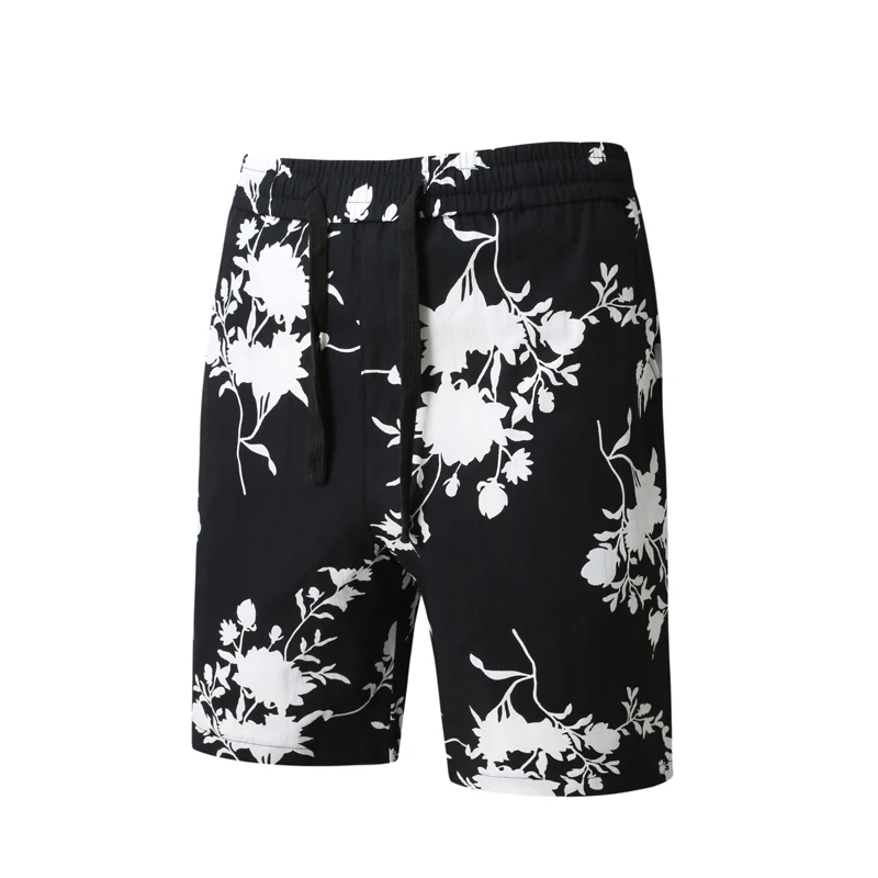 Men Summer Drawstring Beach Shorts 2025 Men Leisure Print Cotton Shorts Board Shorts Asian Size Male Trunks