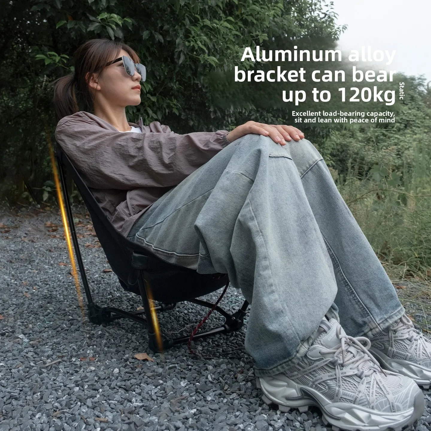 Moon Chair Outdoor Camping Chair Fishing Chair Breathable Mesh Material Aluminum Alloy Breathable Surface Strong Load-Bearing view 4