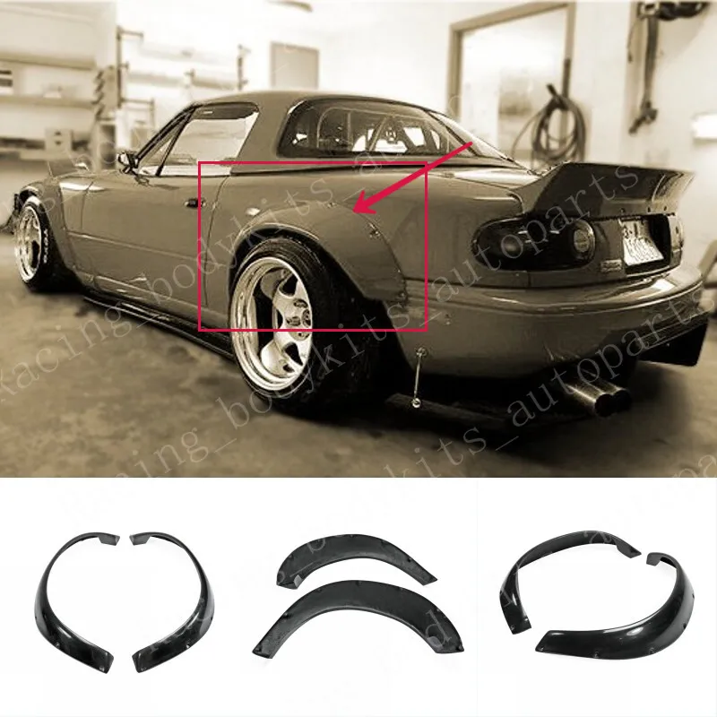

For Mazda MX5 NA Miata Roadster Wide-body Rear Fender Flares Trim FRP Unpainted car BodyKits