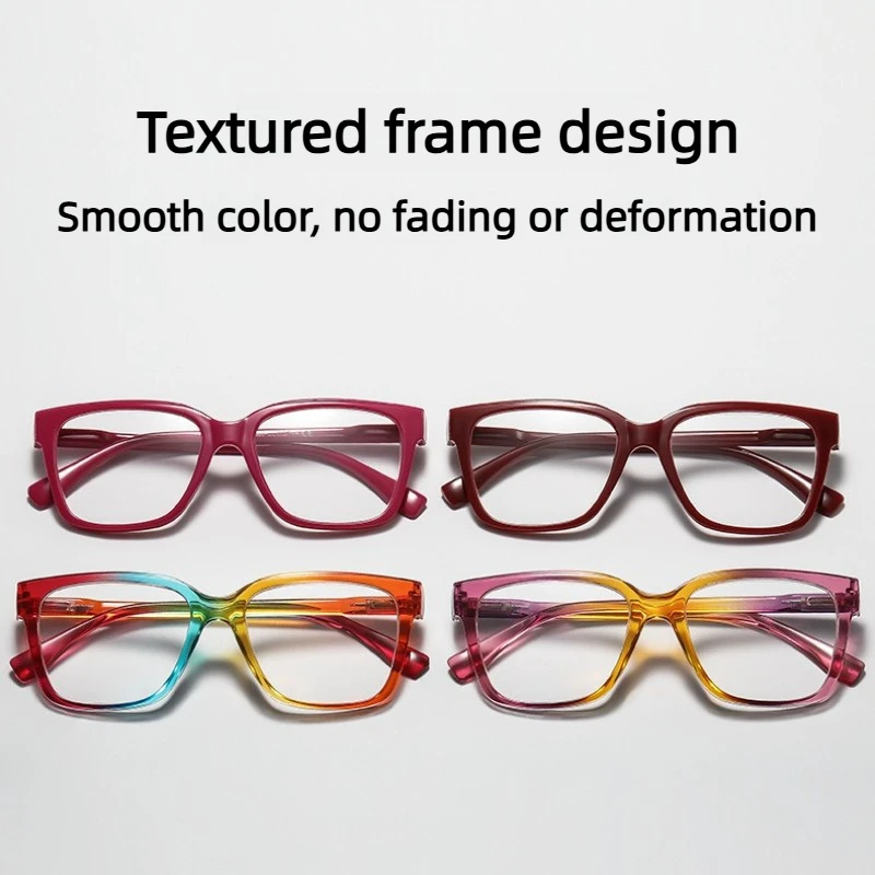 Unisex Graduated Color Frame Reading Glasses with Large Frame High-definition Anti-slip and Wear-resistant Eyewear +1.0 To +4.0