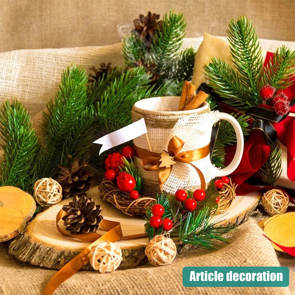 30/50PCS Weihnachten Tannennadeln Zweige Gefälschte Grün Kiefer Picks für Weihnachten Girlande Kranz DIY Dekor Weihnachten baum Dekorationen – Detail 5