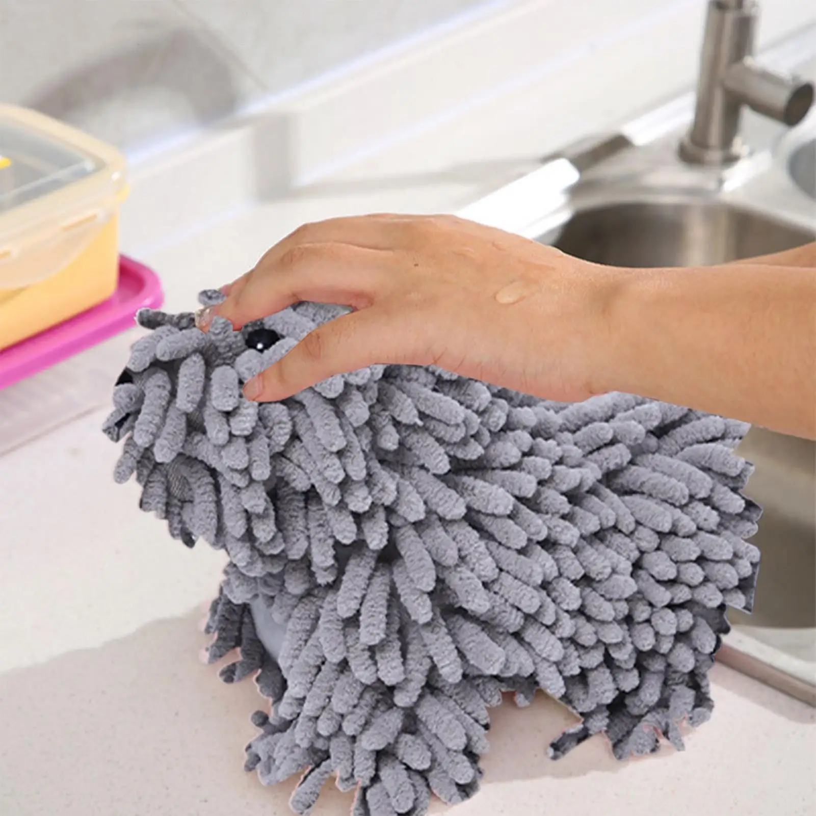 Chenille Hand Towel Cartoon Puppy Chenille Hand Towel Cartoon Highly Absorbent Cleaning Cloth Decorative Household Animal Cloth
