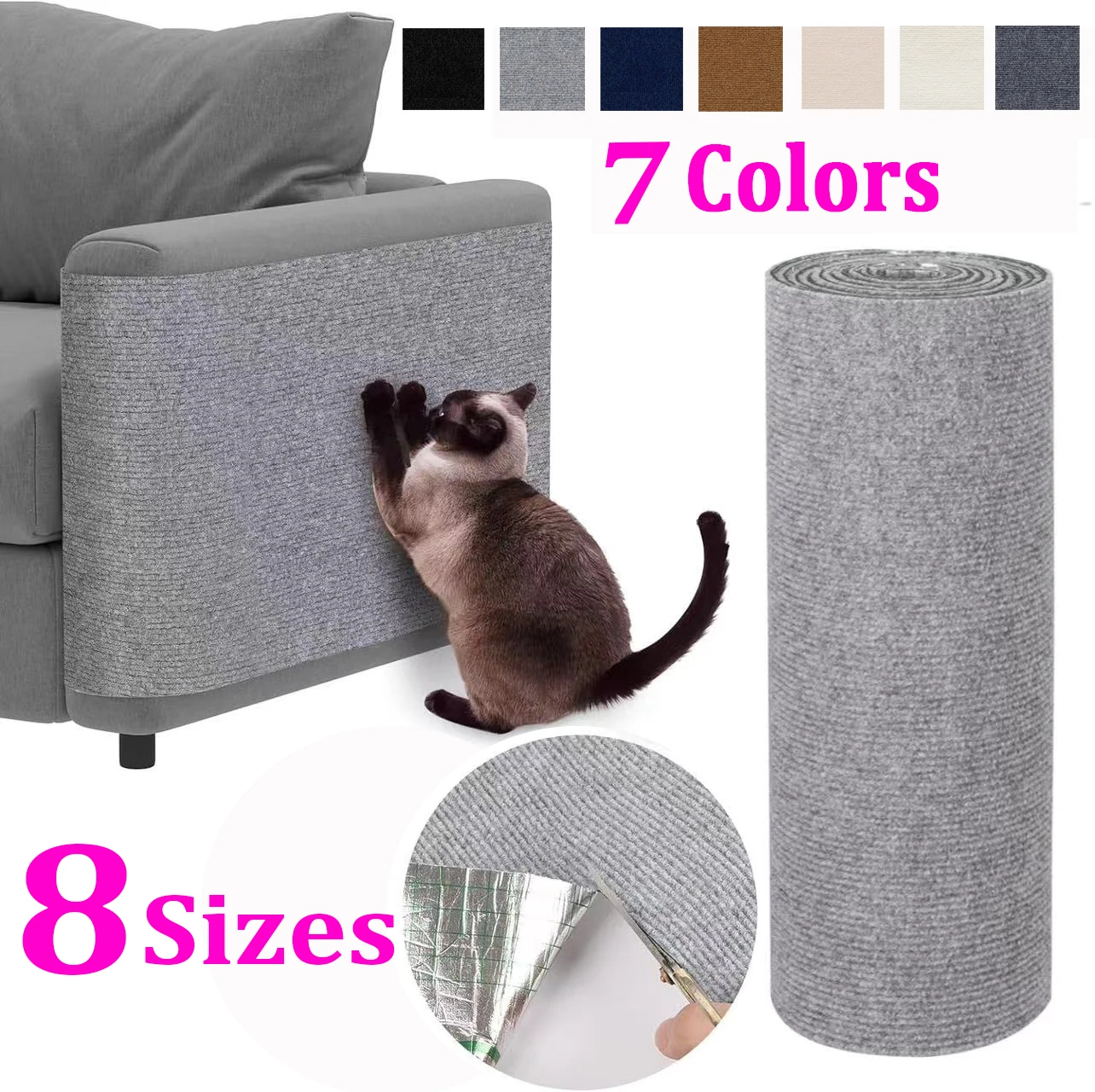 Cat Scratch Protector with Selfadhesive Freeform Cutting Carpet Mat Cat Scratch Protection Furniture Pet Training Sofa Protector