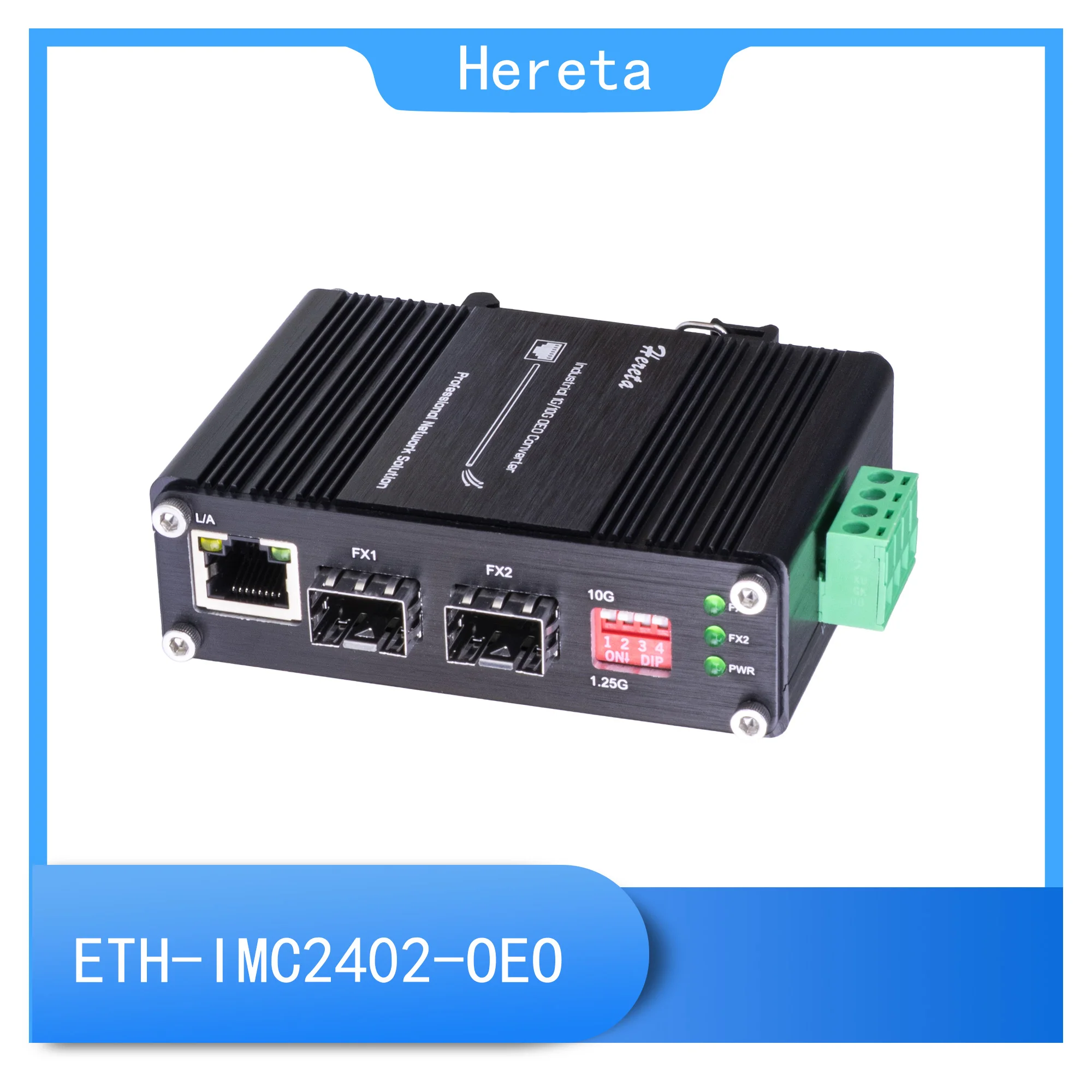 

Mini Industrial 10G SFP+ to SFP+ Fiber Media Converter OEO 3R Repeater Fiber Extender 20KM Ethernet Transceiver