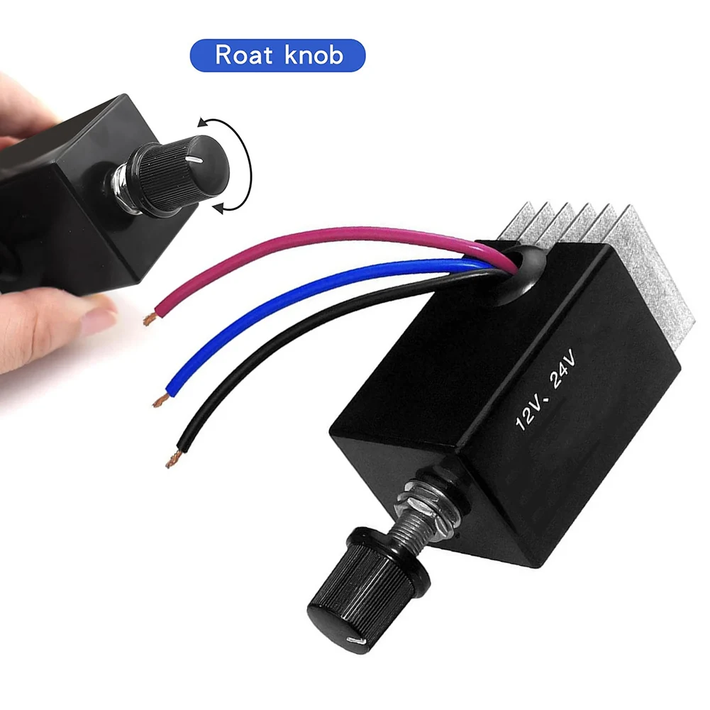 12V/24V stepless speed regulator for DC motor speed control switch for automotive fan heater defroster and DIY motor projects
