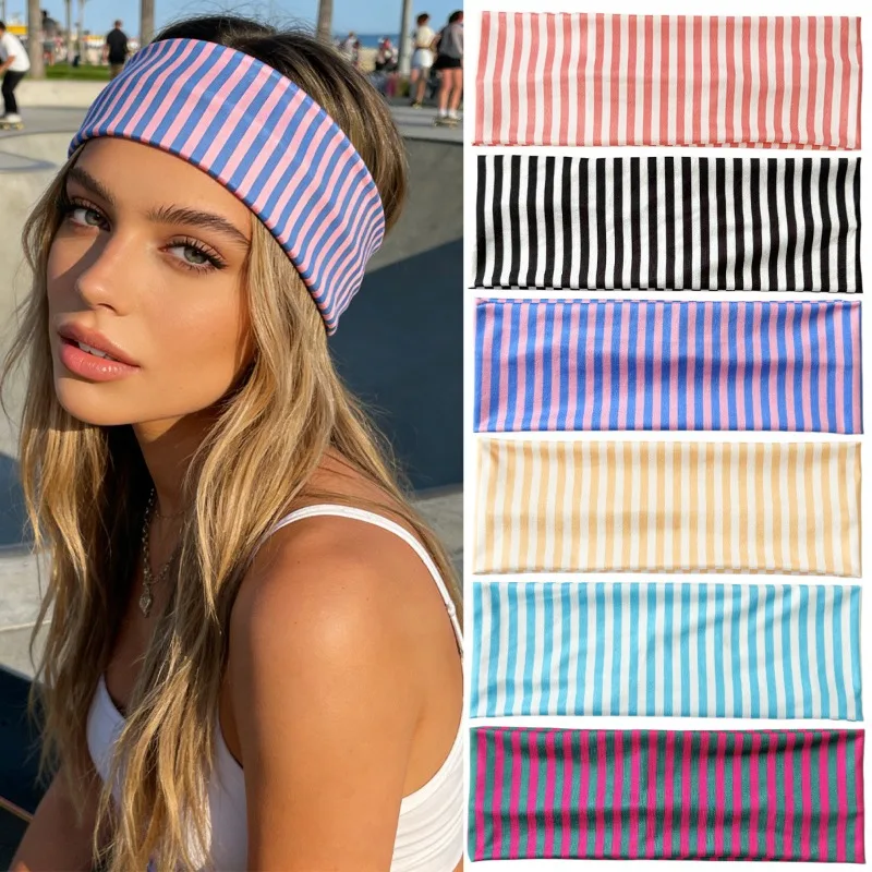 

1pcs Striped Wide Headbands Women Adorable Breathable Trendy Sporty Accessory Stylish Cool Girls Headwear Daily Workout Outfits