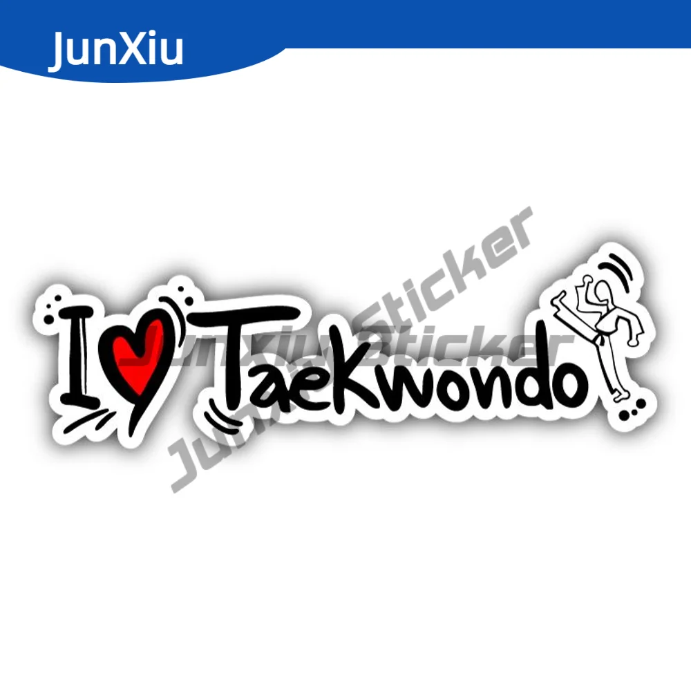 

I Love Taekwondo Slogan Decal Window Phone Trunk Guitar Car Bumper Sticker Cover Scratches Exterior Custom Vinyl Decals For Car