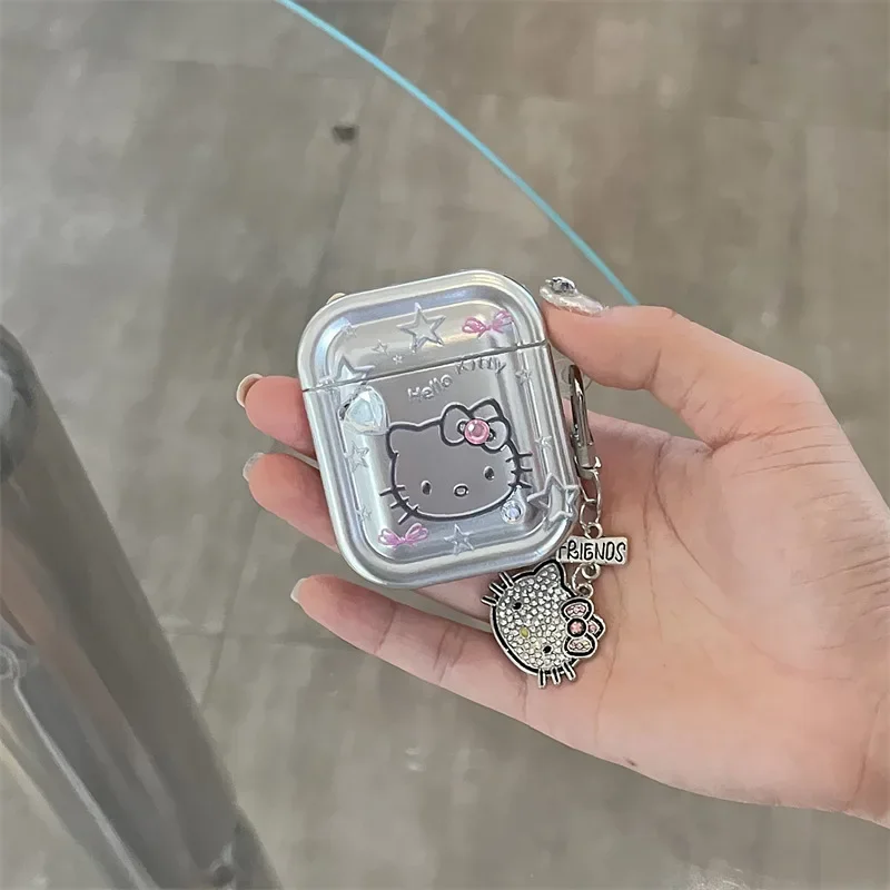 جراب Hello Kitty لـ Airpods Pro 2 ، طلاء ستار ، سماعة واقية ، غطاء TPU مع سلسلة مفاتيح للفتيات والنساء