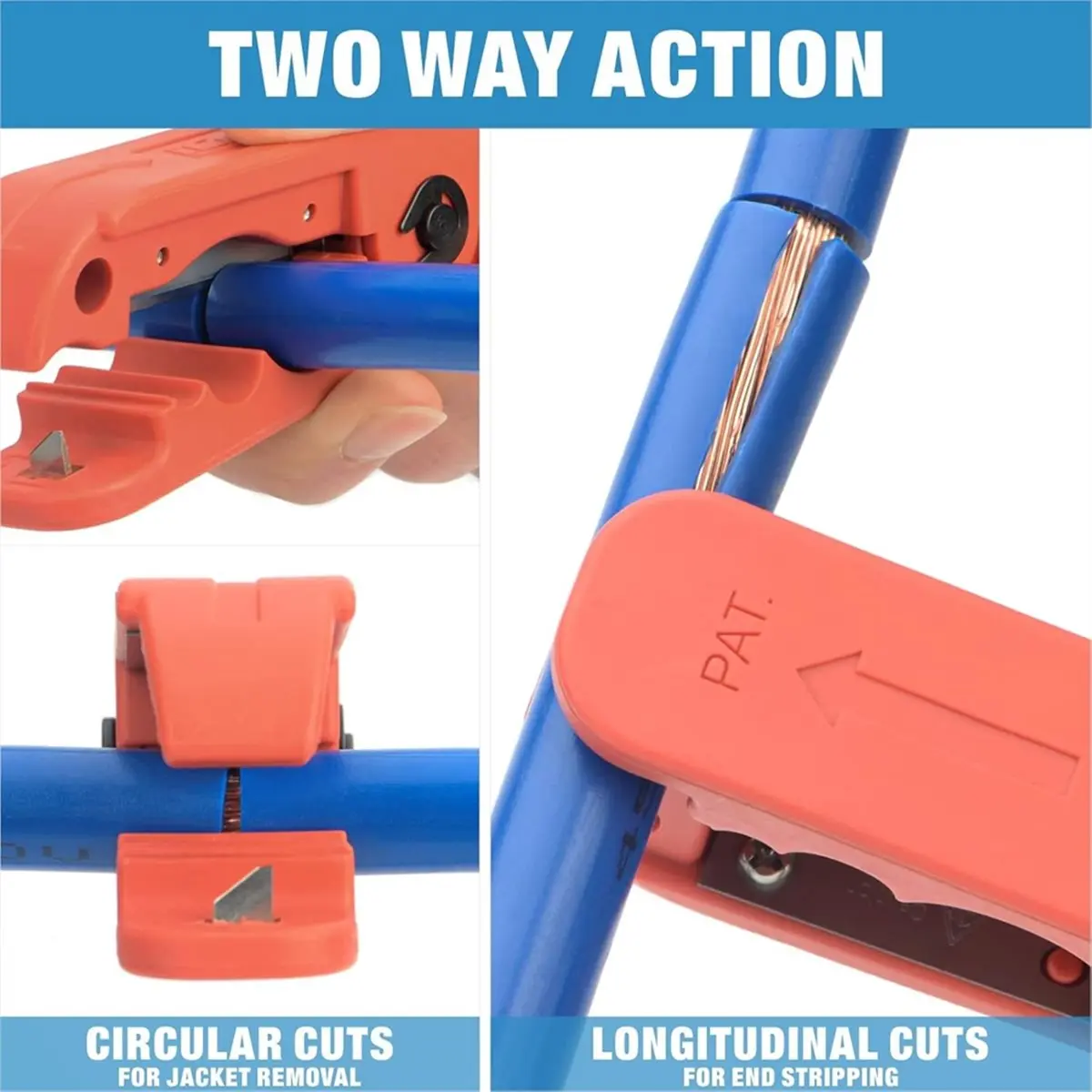 【WSFS】 ICP-240 Cable Stripper for AWG 12 to 4/0 Round Cables, Radial Wire Stripper with 2 Extra Blades