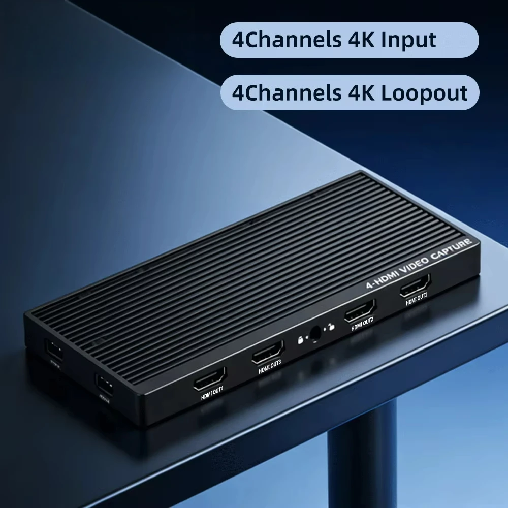 4 Channels 4K60 HDMI Capture Card 4 in 1 Out HDMI UVC USB Video Capture Card With 4 Channels HDMI Loopout