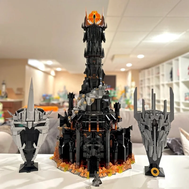 5471 pçs 10333 barad dur torre preta modelo escuro blocos de construção kit tijolos criativo moc brinquedo para menino adulto aniversário presente natal