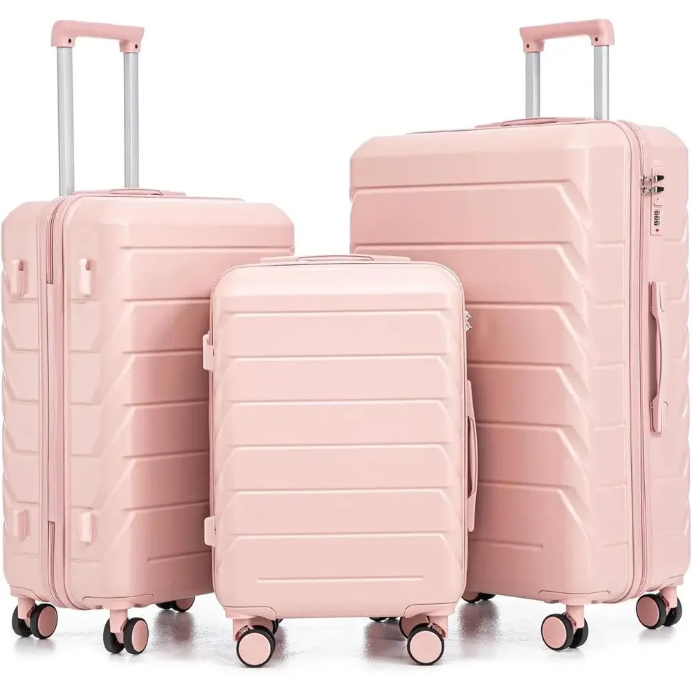 

Набор чемоданов ABS Hardshell Spinner, розовый, 20/24/28 дюймов