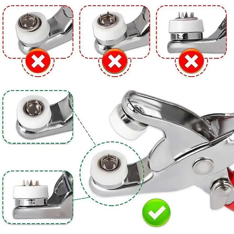 Druckknopf-Applikator-Zangen-Set mit 100 Metallknöpfen für Leinwandtaschen, zum Nähen und für DIY-Bastelprojekte. – Detail 9