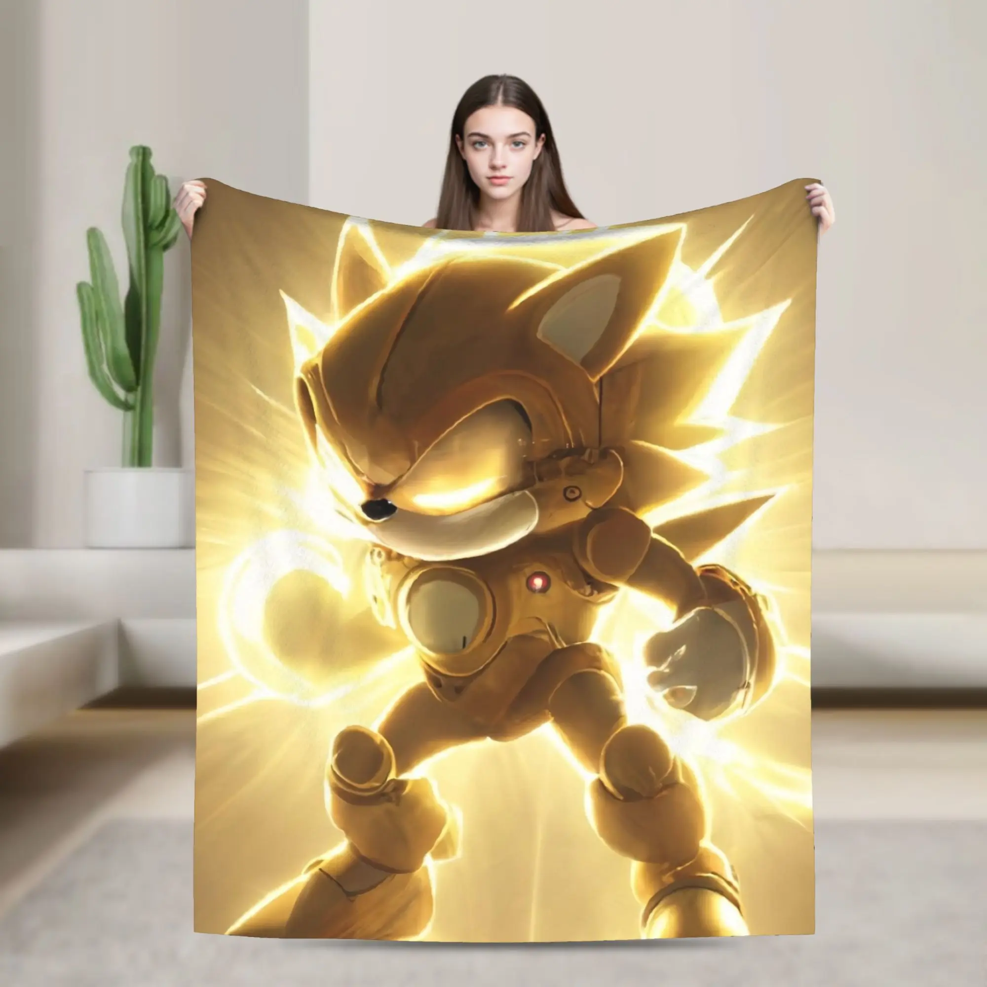 

Armored Super Hedgehog Shadow Blankets Flannel Awesome Breathable Throw Blankets for Bedspread Decoration