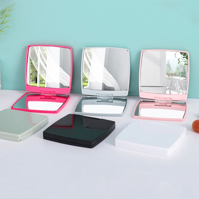 Foldable Makeup Mirror Mini Square Makeup Vanity Mirror Portable Hand Mirrors Double-sided Compact Mirror Pocket Cosmetic Mirror