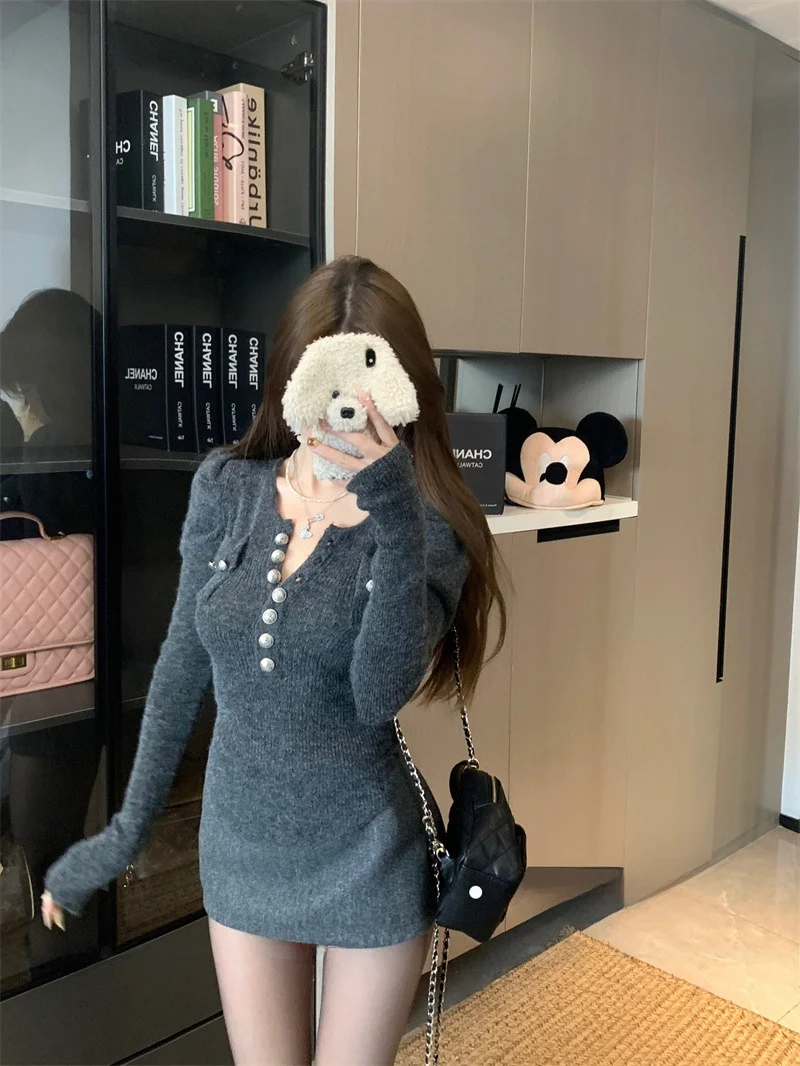 

Ele Вязаный асимметричный свитер Bubble Sve Long Sve для похудения, женский модный зимний топ, универсальный Sli Fit