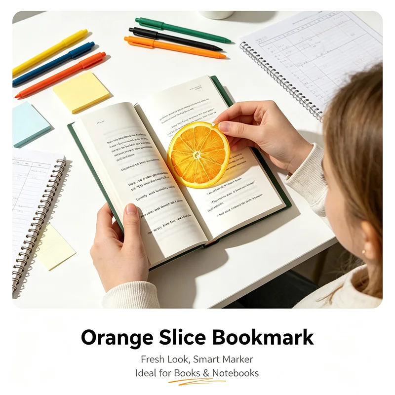 3PCS New Delicate Apple Bookmark Transparent Unique Orange Tomato Bookmarks Premium Feeling Reading Mark Reading Accessory