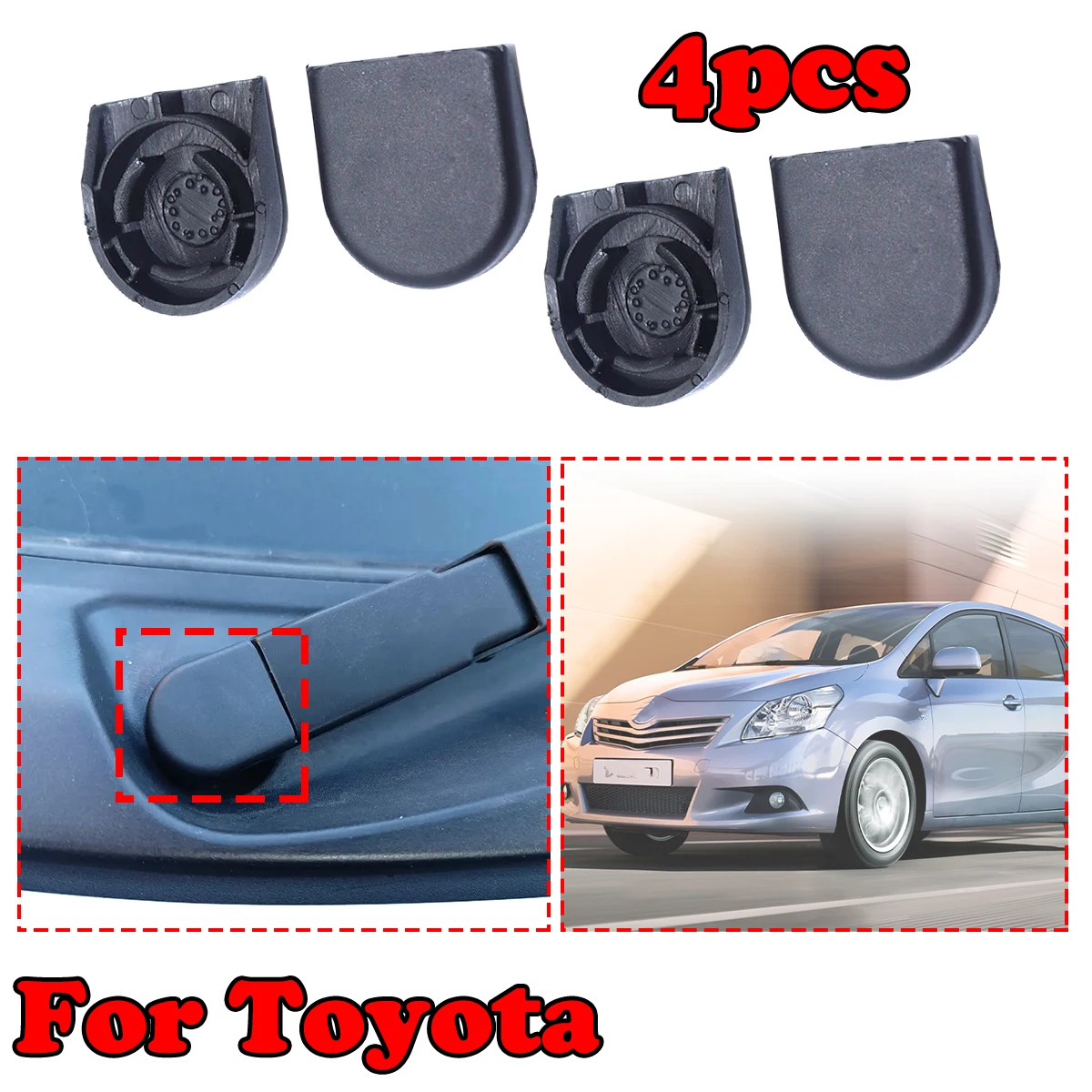 

4pcs For Toyota Corolla Fielder E210 Front Windshield Washer Wiper Arm Nut Cover Head Cap Bolt Lids Windscreen Car Replacement
