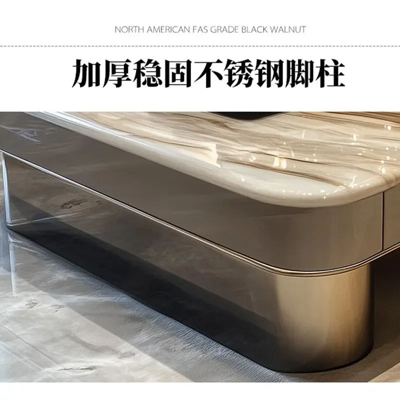 microcrystalline stone coffee table 1.8m large apartment living room tea table metal bottom furniture high coffee table