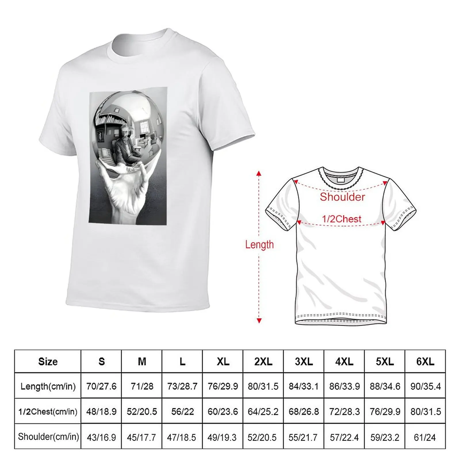 pack Sphere graphic oversize with - t Hand anime shirts man for t cotton T-Shirt t Escher shirts Reflecting M.C. shirt