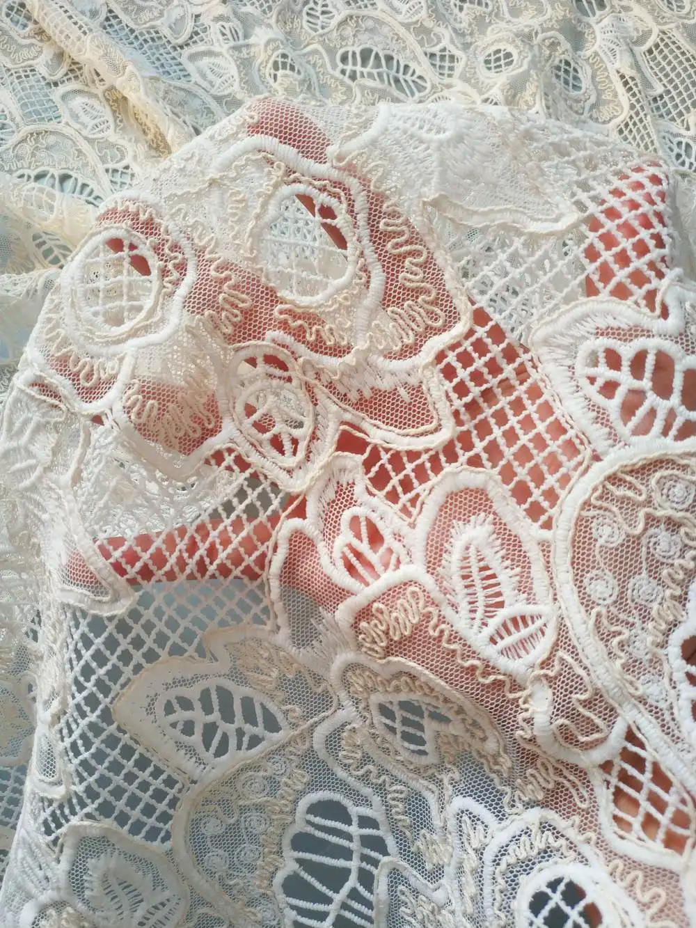 

High-end hollow floral lace embroidered fabric for clothing, wedding dresses, sewing fabric DIY accessories, designer fabric