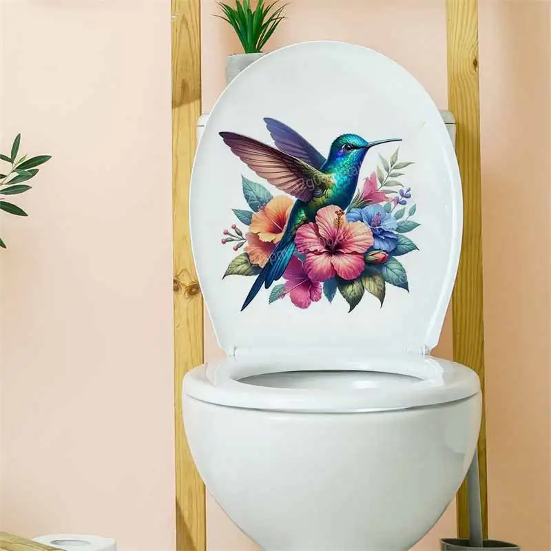 Tropical Hummingbird Flower Wall Stickers Decal for Bathroom Toilet Living Room Cabinet Fridge - Home Decorative Mural AA420 view 6