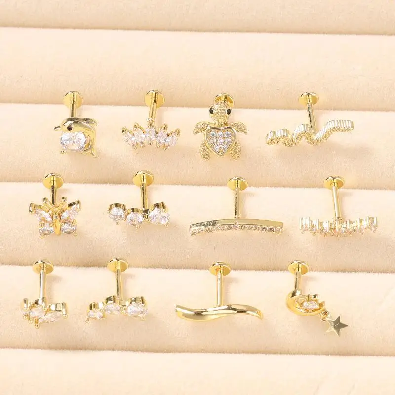1Pcs Flower Tragus Piercing Stud Internally Threaded 316L Surgical Steel Jewelry For WomenNew