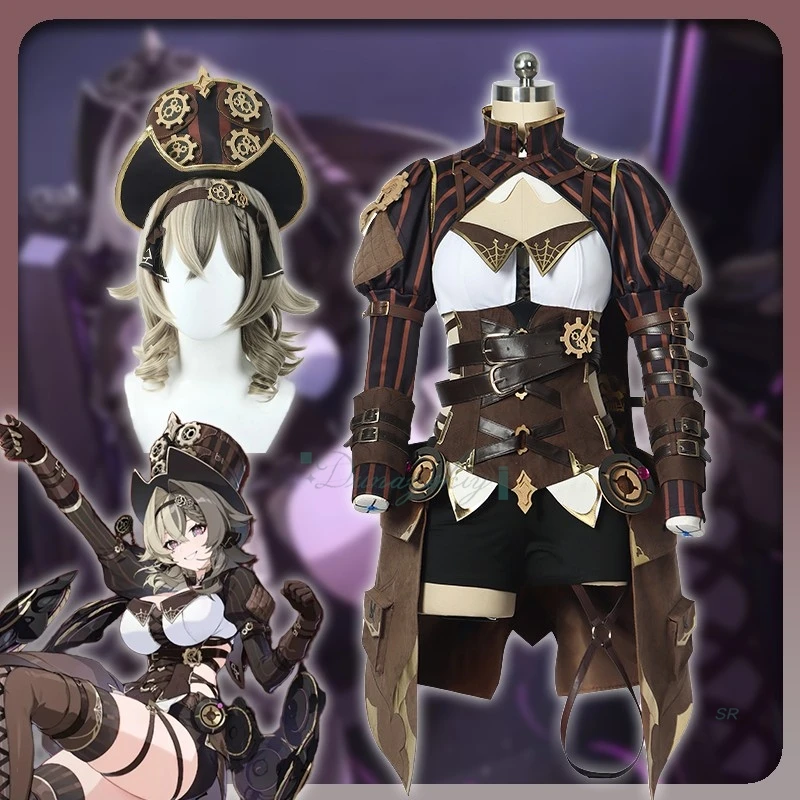 

3 VILL-V Cosplay Costume Cosplay Wig Full Set Hat Gloves Belt Game Honkai Impact Hallowen Party Role-Play Clothing Carnival Suit