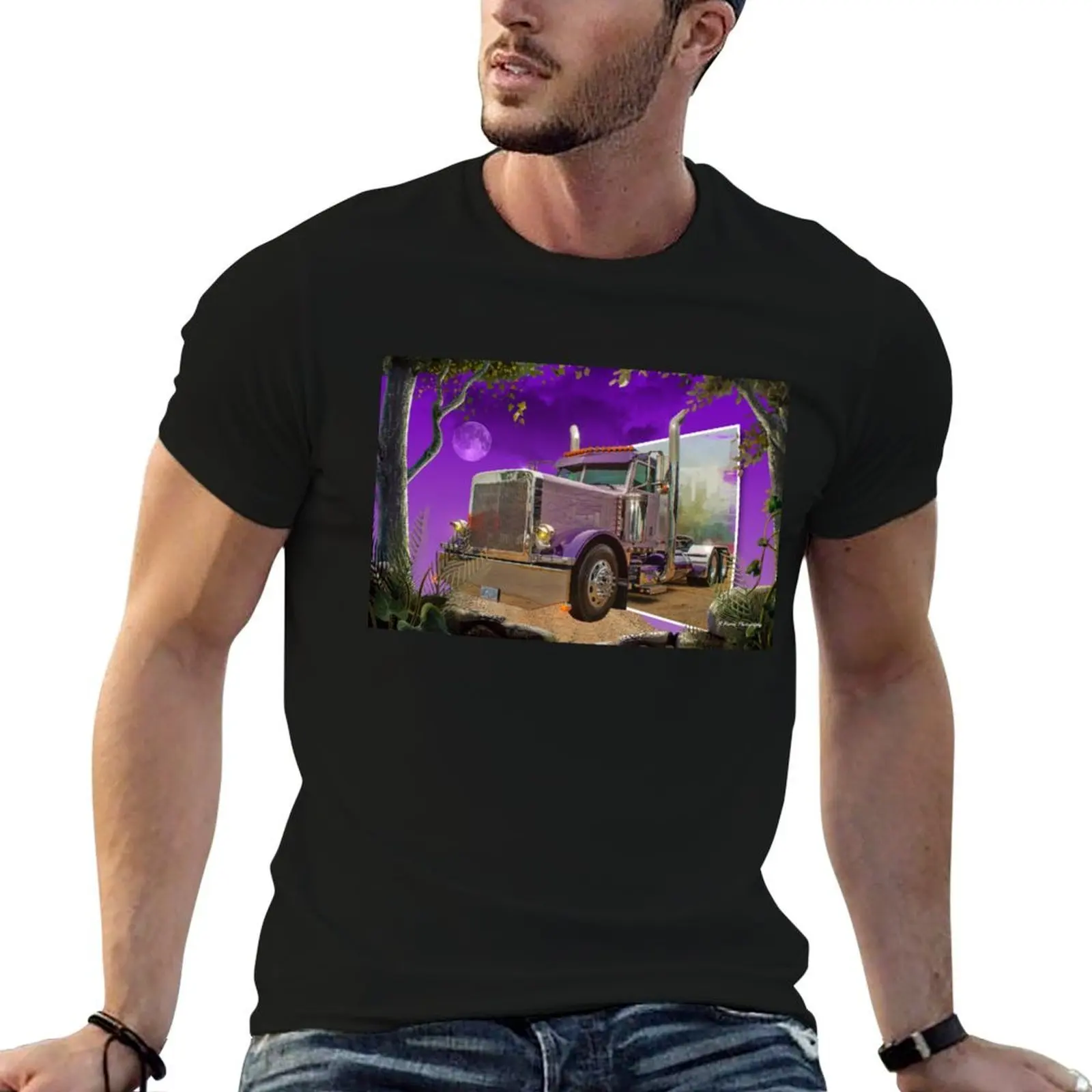 

Purple Peterbilt in the Jungle T-Shirt t shirts for man cotton funny t shirt personalised t shirt man luxury T-shirt