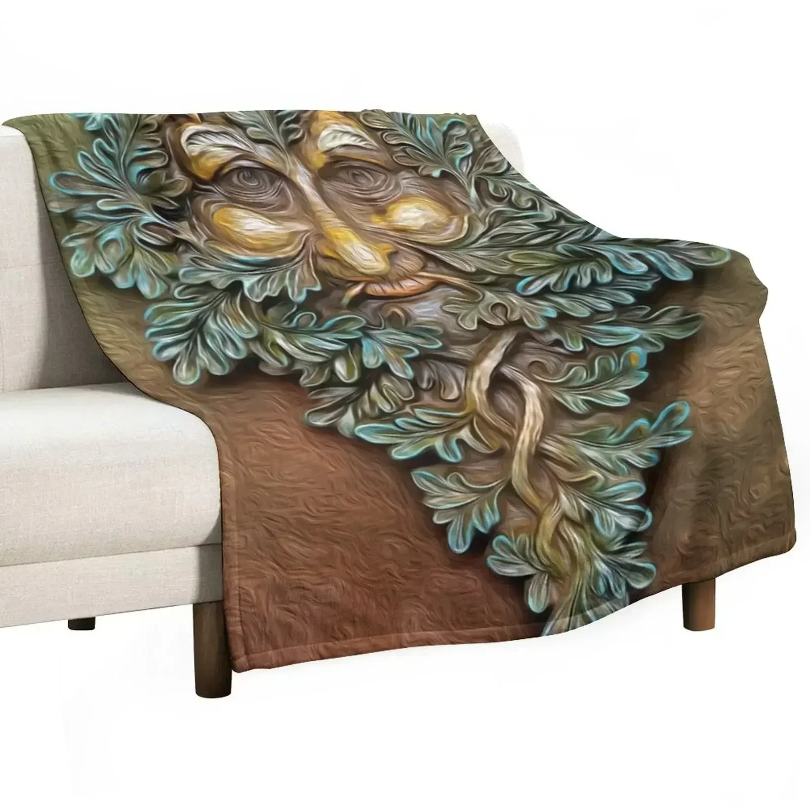 Green Man Sculpture Digital Art Throw Blanket Heavy halloween Thermals For Travel Plush Fashion Sofas Flannel Fabric Blankets