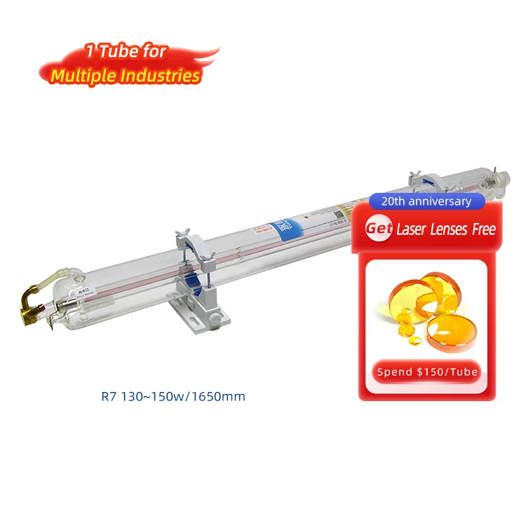 Yongli R7 130 Вт CO2-лазерная трубка со свободным фокусным расстоянием, набор деталей оборудования для строительства, домашнего использования, розничная торговля, стекло 1064 нм
