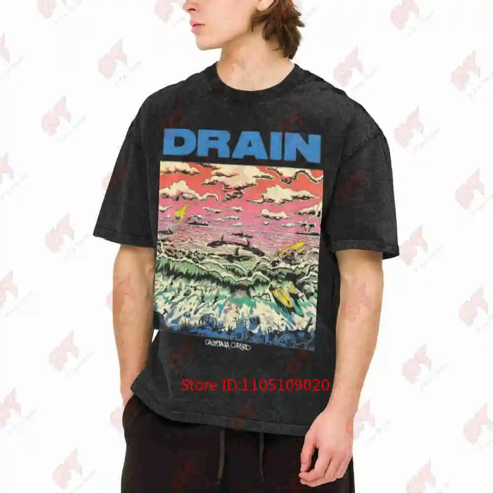Drain Band Vintage Washed Tee Pure Cotton T-Shirt