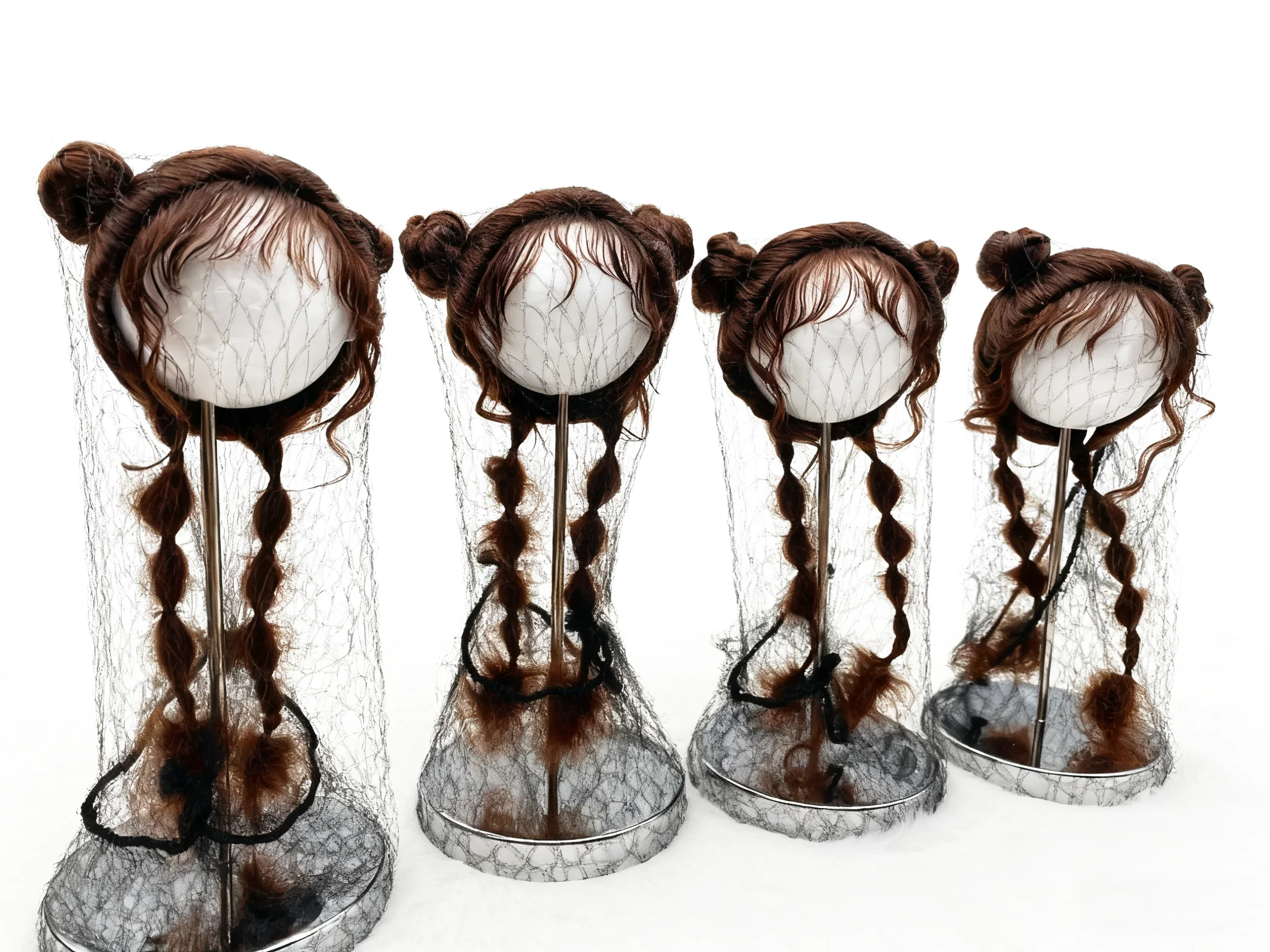 

2026 Kari Doll Natural Hard shell Double meatball head mohair wig for Landazz Landoudou Doll 16cm head circumference