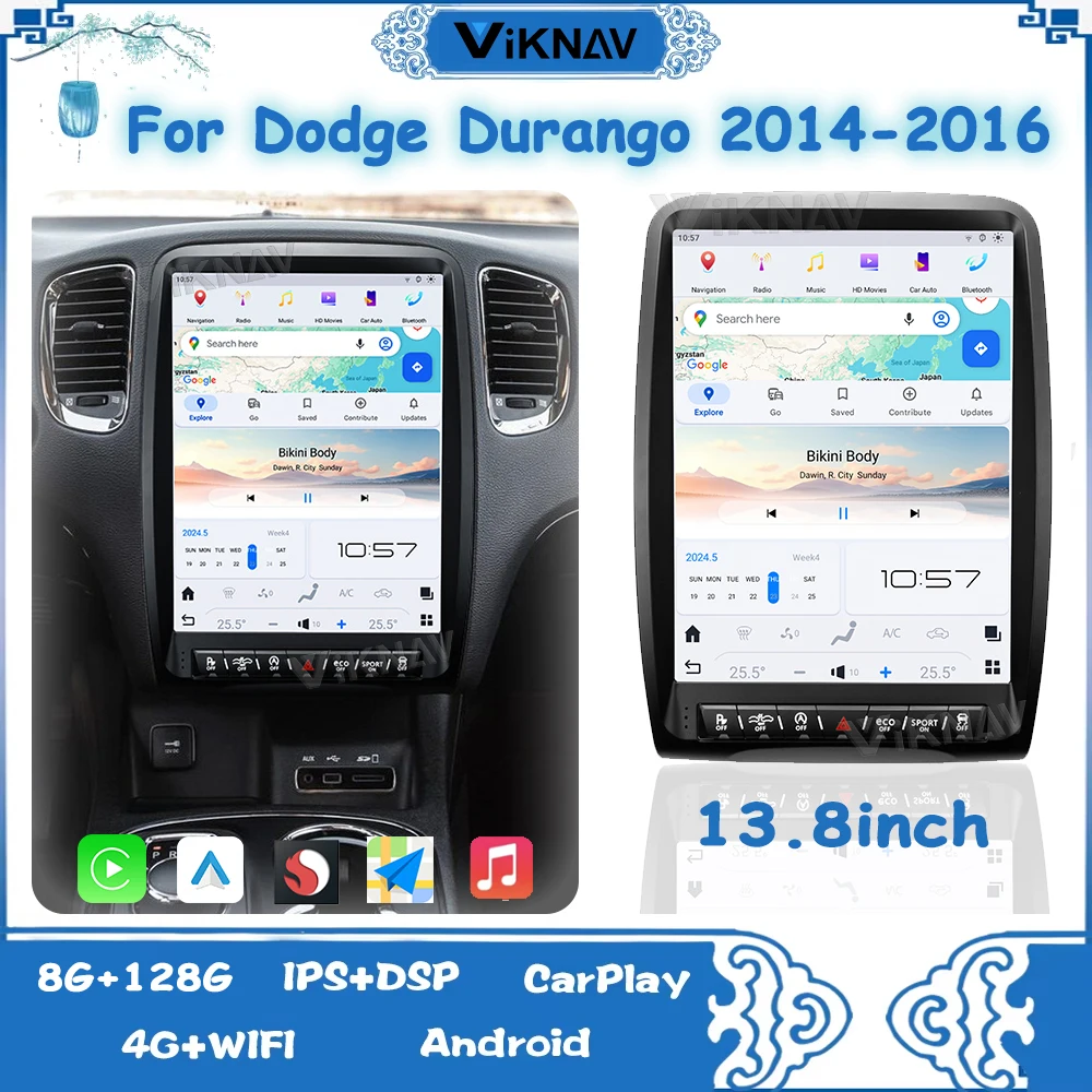 Viknav Upgrade Android13 Car Radio For Dodge Durango 2014-2016 Wireless Carplay Auto IPS  Wifi GPS Navigation Multimedia Player