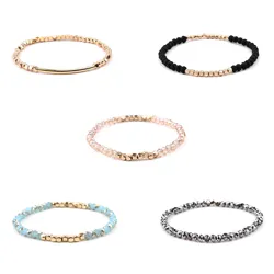 1PC Crystal Dainty Beaded Bracelet Delicate Bracelets Pale Elastic Faceted Stretch Bracelet Anklet Women Fashion Jewelry