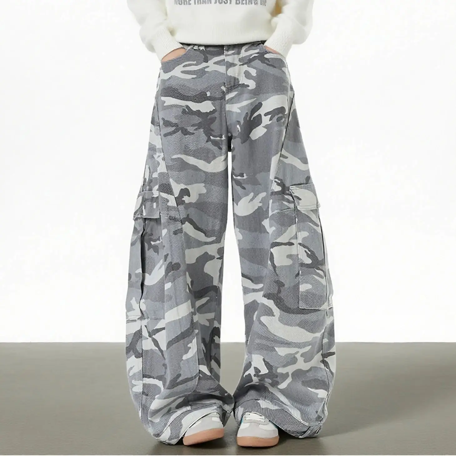 

Камуфляжные мешковатые брюки-карго, мужские изогнутые брюки, прямые широкие брюки, оверсайз, осенняя эстетика, женские джинсы Y2K, Прямая поставка