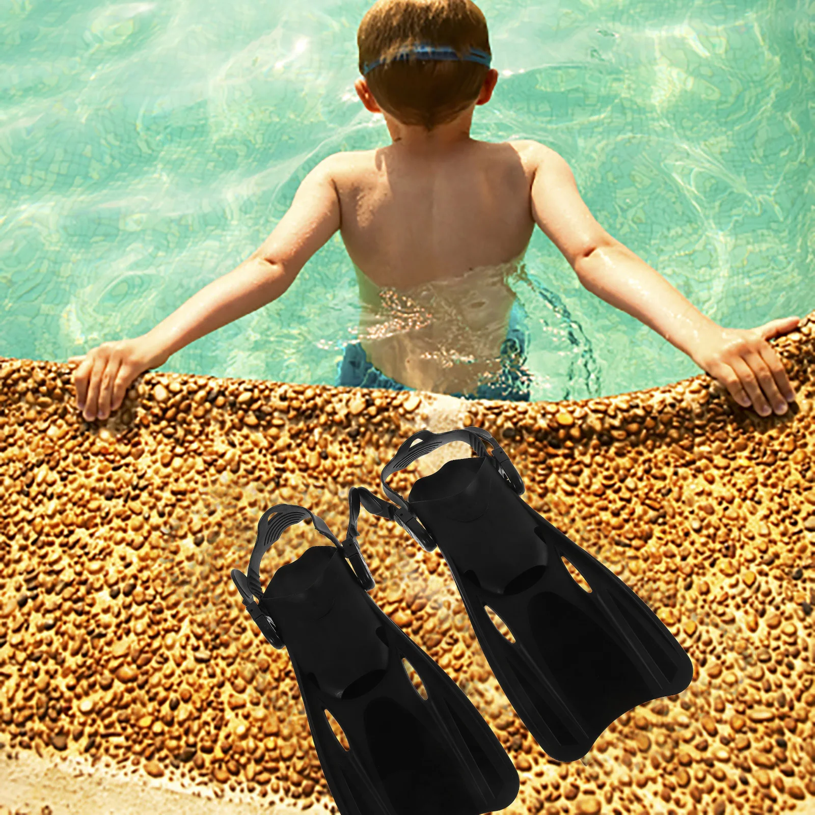 

Adult Adjustable Short Flippers For Lap Swimming Enhanced Propulsion Training Snorkeling Diving Water Sports