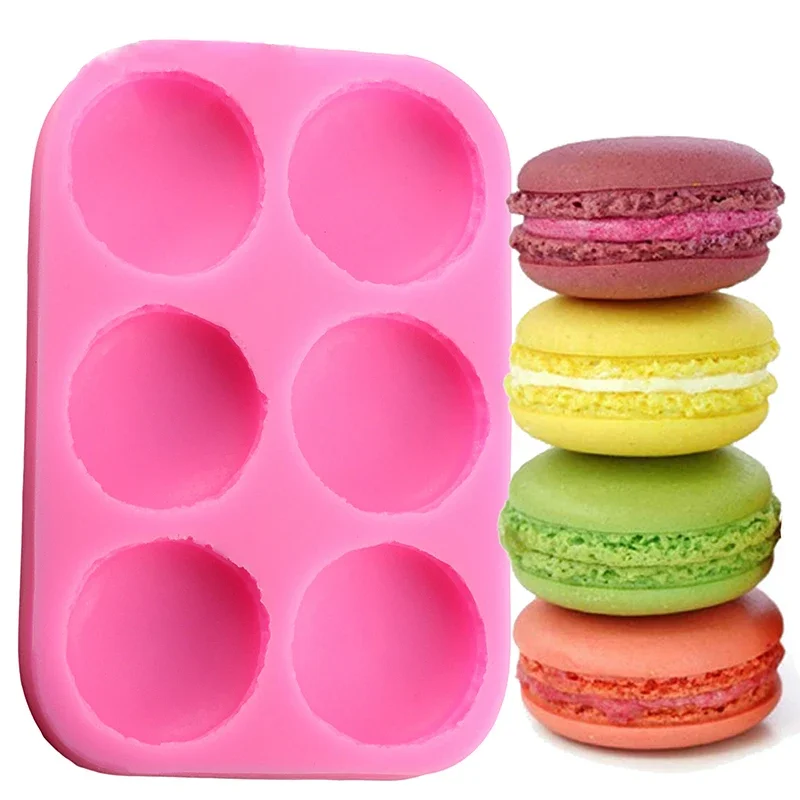 

6 Cavity Macaroon Hamburger Cake Silicone Molds Fondant Cake Decorating Tools Chocolate Candy Mold Clay Soap Moulds