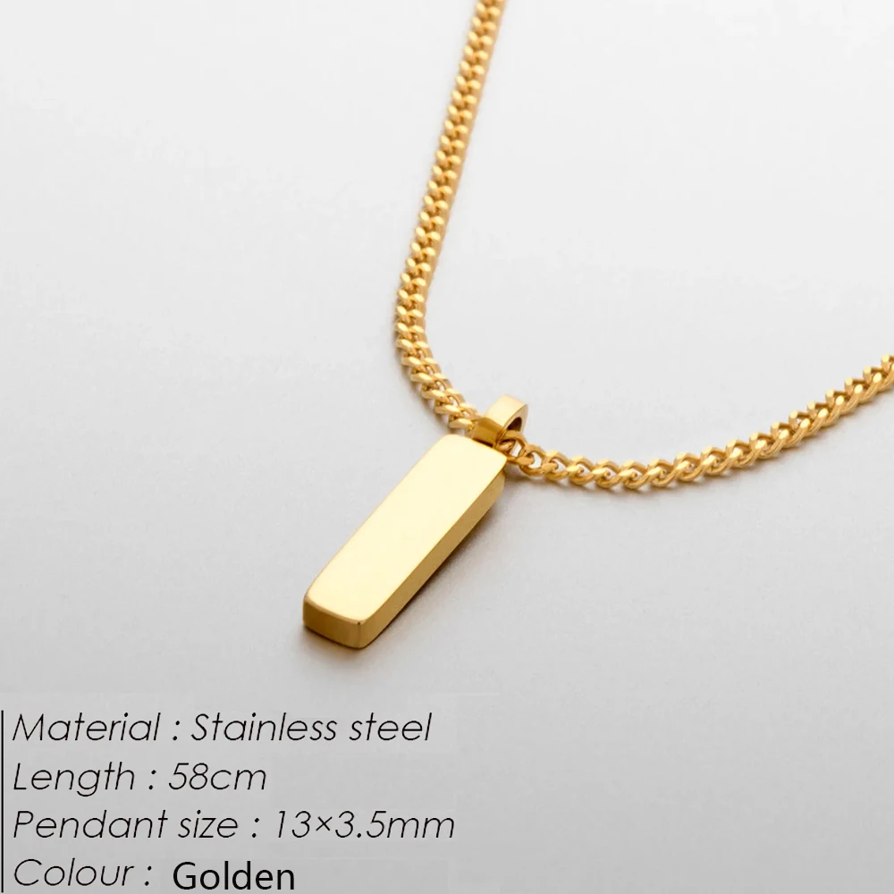 Stainless steel jewelry jewellery men necklace collar hombre Cuban Chain length 55/58cm golden pendant necklaces couple gifts