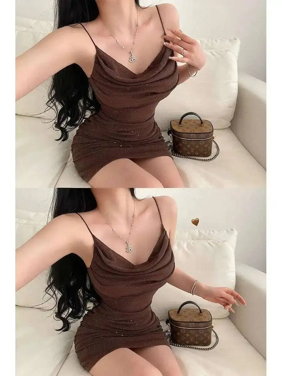 الرغبة النقية مثير يتأرجح طوق رش شبكة فضية مطوية حقيبة الورك فستان بحزام أنيق قصير موضة مثير النساء بلايز J0CI