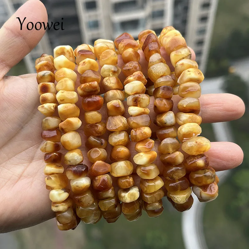 100% Real Yellow Amber Bracelets for Unisex Unique Irregular Original Diy Beads Natural Stone 2026 New Healing Jewelry Wholesale view 5