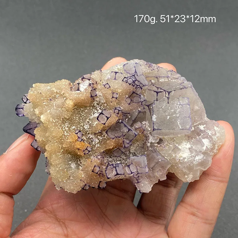 100% natural Purple edge fluorite mineral specimen healing crystal gem collection