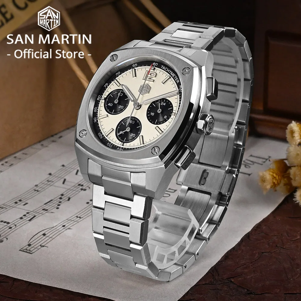 San Martin 39.5mm Chronograph VK63 Men Sport Quartz Watch
